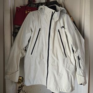 The North Face White Hooded Gore Tex Ski Jacket with Black Zippers